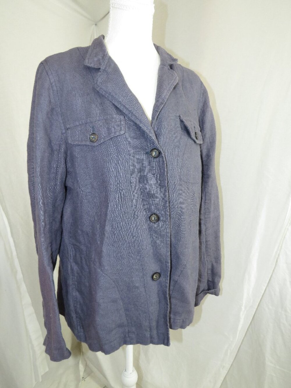 Sigrid Olsen Studio 100% Linen Button‑Front Jacket – Minimalist Coastal Chic
